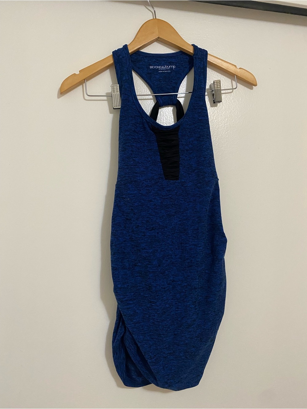 Beyond the Bump Blue Racerback Tank with Black Detail